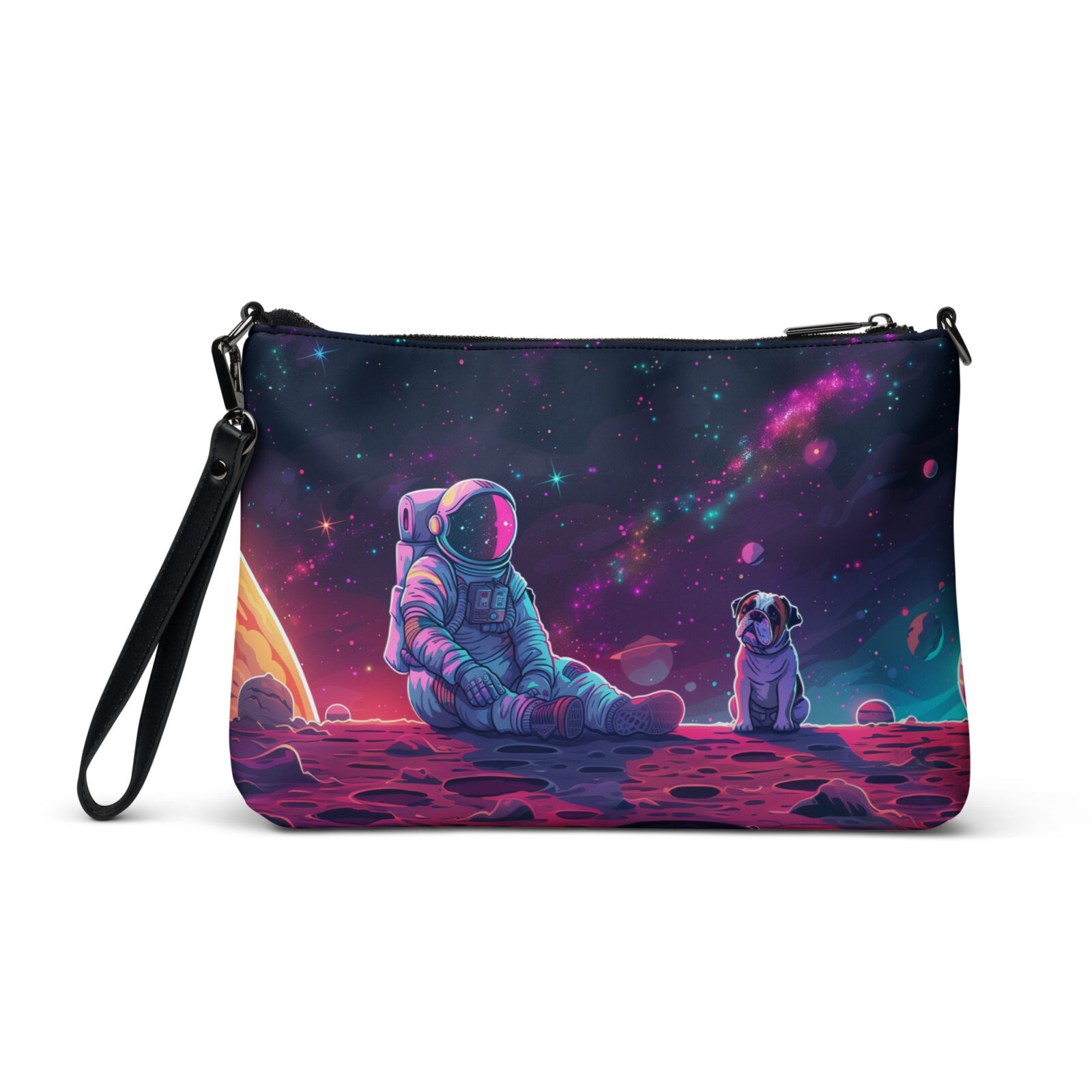 all-over-print-crossbody-bag-black-back-691e727eea98f.jpg English Bulldog Crossbody Bag - Another World - Image 1