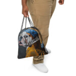 English Bulldog Drawstring Bag - Pearl Earring - Image 3