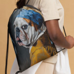 English Bulldog Drawstring Bag - Pearl Earring - Image 4