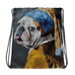 English Bulldog Drawstring Bag - Pearl Earring