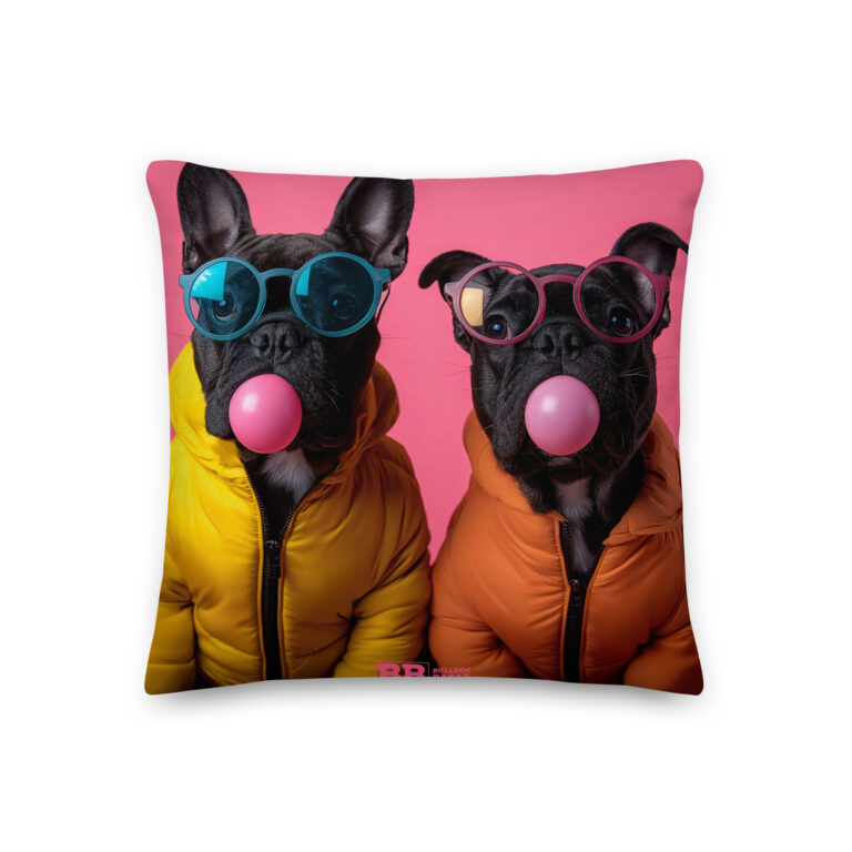 French Bulldog Premium Pillow - Bubblegum - 18×18