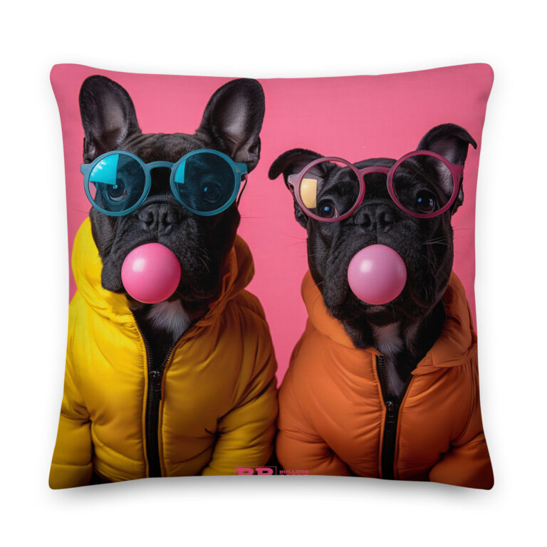 French Bulldog Premium Pillow - Bubblegum - 22×22
