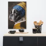 French Bulldog Canvas - Pearl Earring