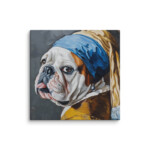 English Bulldog Canvas - Pearl Earring - Image 6