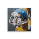 English Bulldog Canvas - Pearl Earring - Image 15