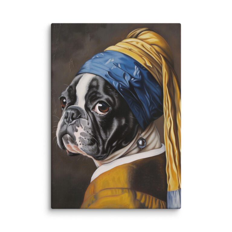 french bulldog canvas - pearl earring