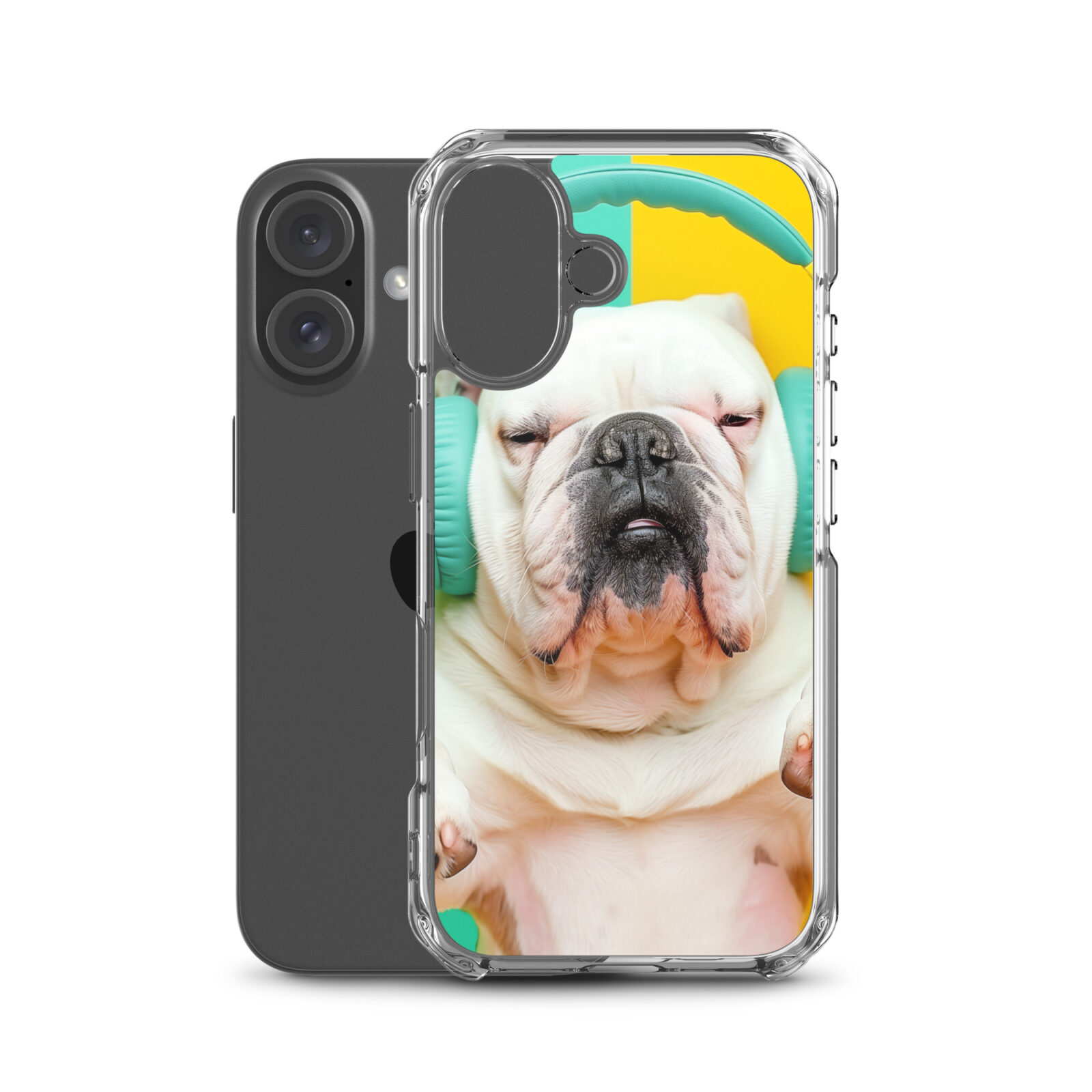 clear-case-for-iphone-iphone-16-case-with-phone-691cc54510861.jpg English Bulldog Case for iPhone - Samba - Image 1