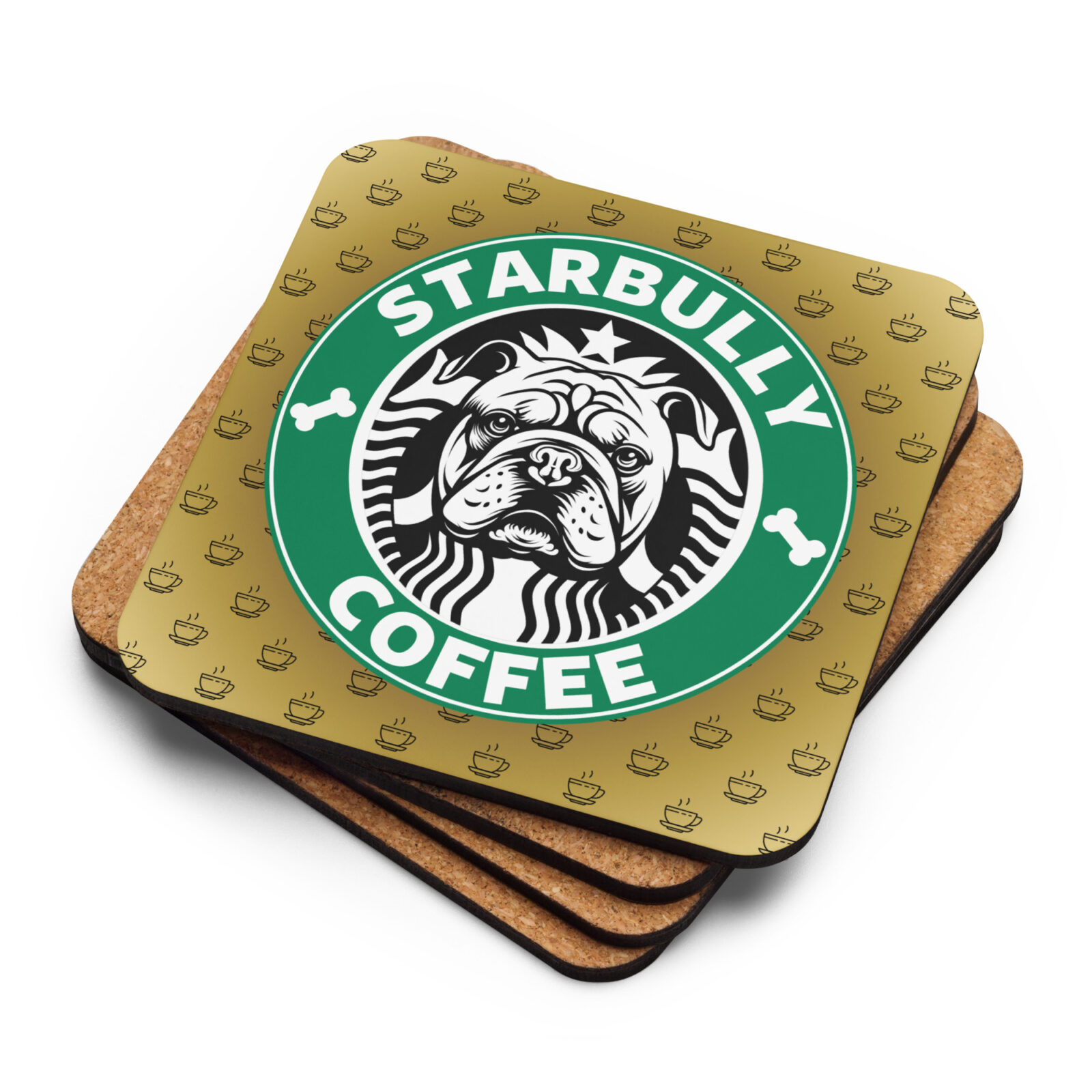 cork-back-coaster-front-6922a17717529.jpg English Bulldog Coaster - Starbully Coffee - Image 1