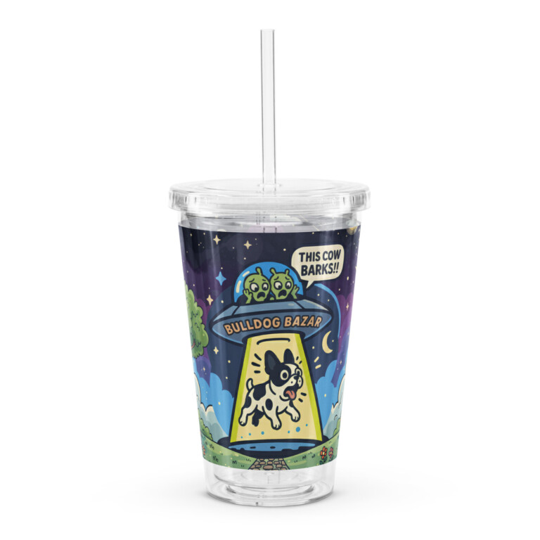 french bulldog plastic tumbler - barking cow