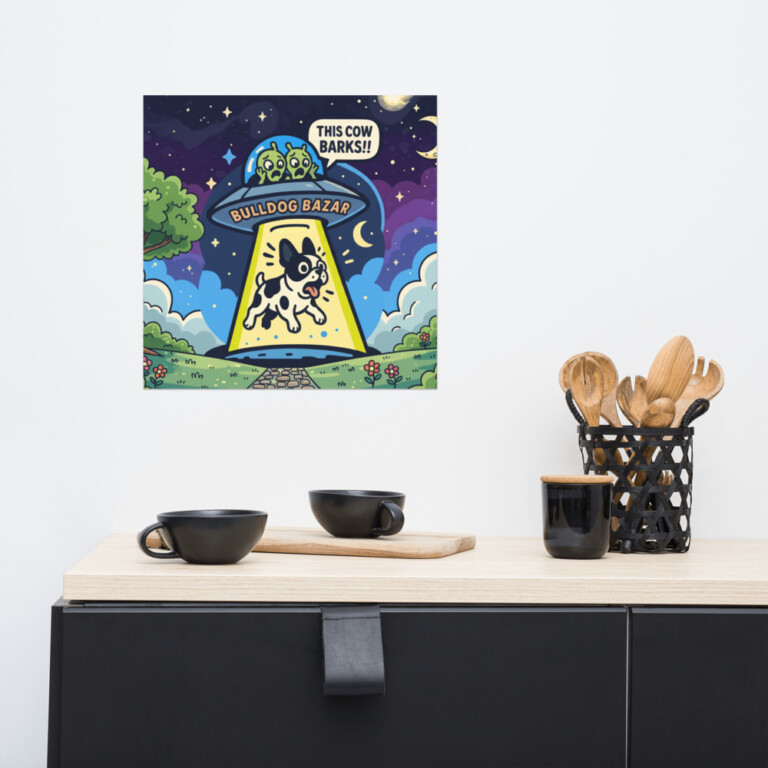 french bulldog poster - barking cow