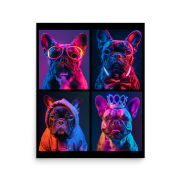 French Bulldog Poster - Neon Grid