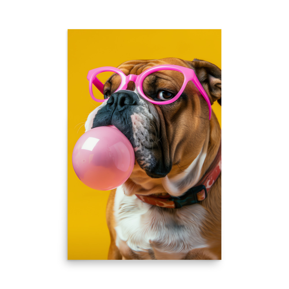 enhanced-matte-paper-poster-in-24x36-front-691cbc9278166.jpg English Bulldog Poster - Bubblegum - Image 1