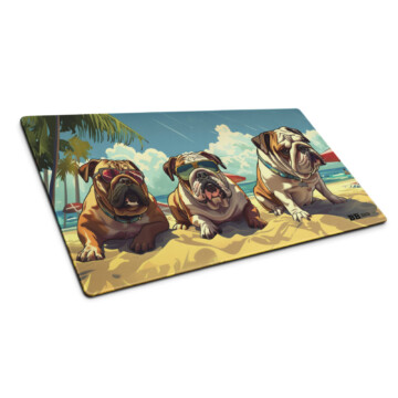 English Bulldog Gaming Mouse Pad - Beach Day