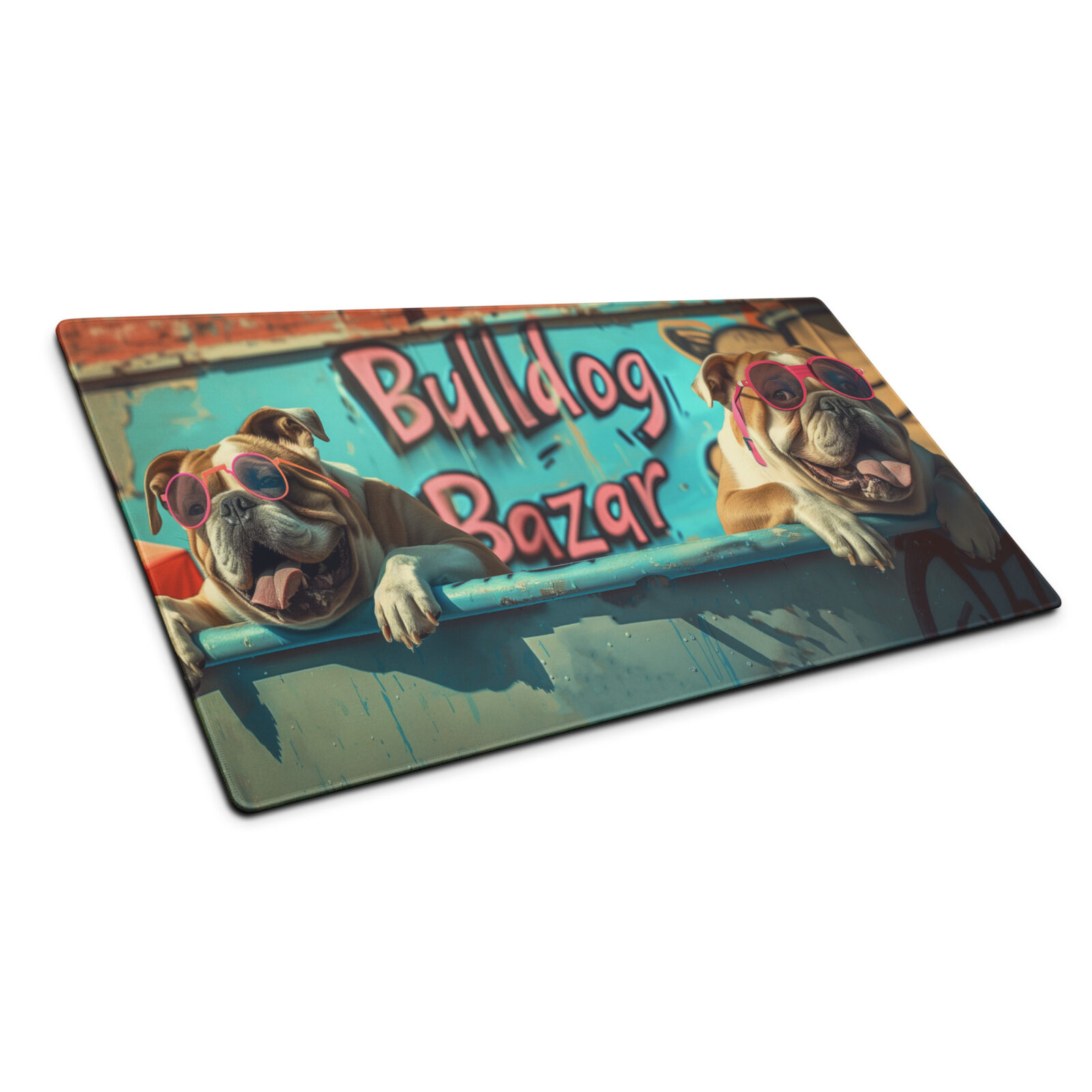 gaming-mouse-pad-white-36x18-front-691ffad716697.jpg English Bulldog Gaming Mouse Pad - Graffiti - Image 1