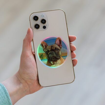 French Bulldog Holographic Sticker - Round 33