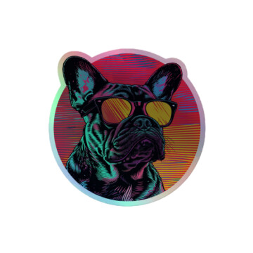 French Bulldog Holographic Sticker - Round 1 - 4x4