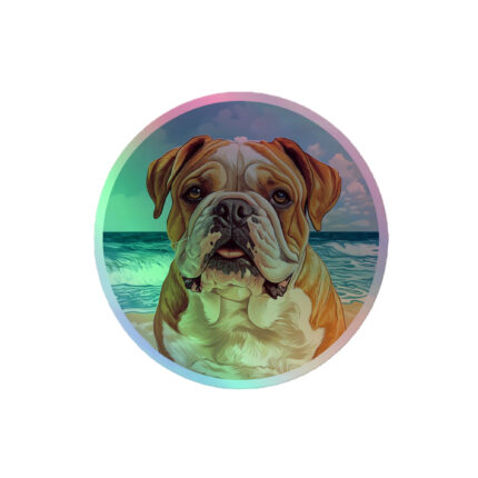 English Bulldog Holographic Sticker - Round 11 - 4x4