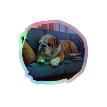 English Bulldog Holographic Sticker - Round 5 - 4x4