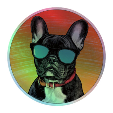 French Bulldog Holographic Sticker - Round 44
