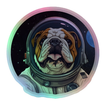English Bulldog Holographic Sticker - Round 4