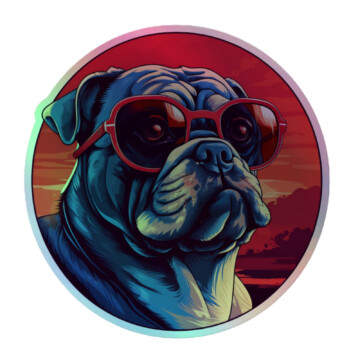 English Bulldog Holographic Sticker - Round 24