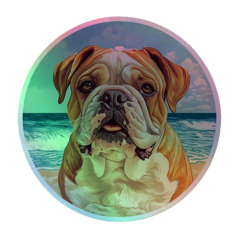 English Bulldog Holographic Sticker - Round 11