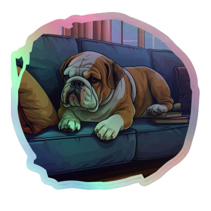 English Bulldog Holographic Sticker - Round 5