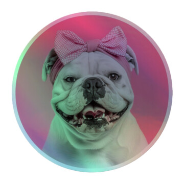 English Bulldog Holographic Sticker - Round 20