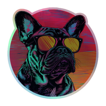 French Bulldog Holographic Sticker - Round 1