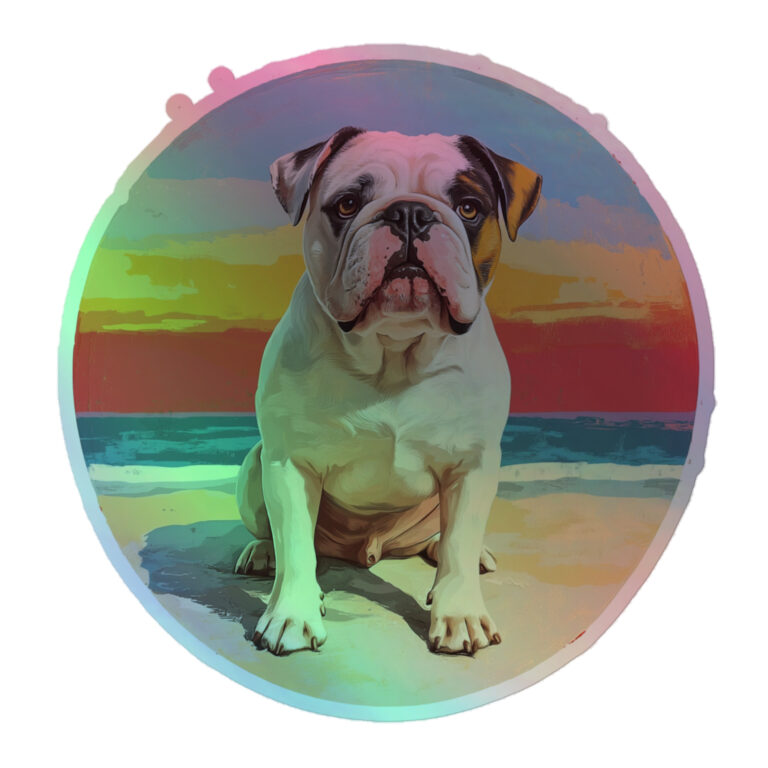 english bulldog holographic sticker - round 10