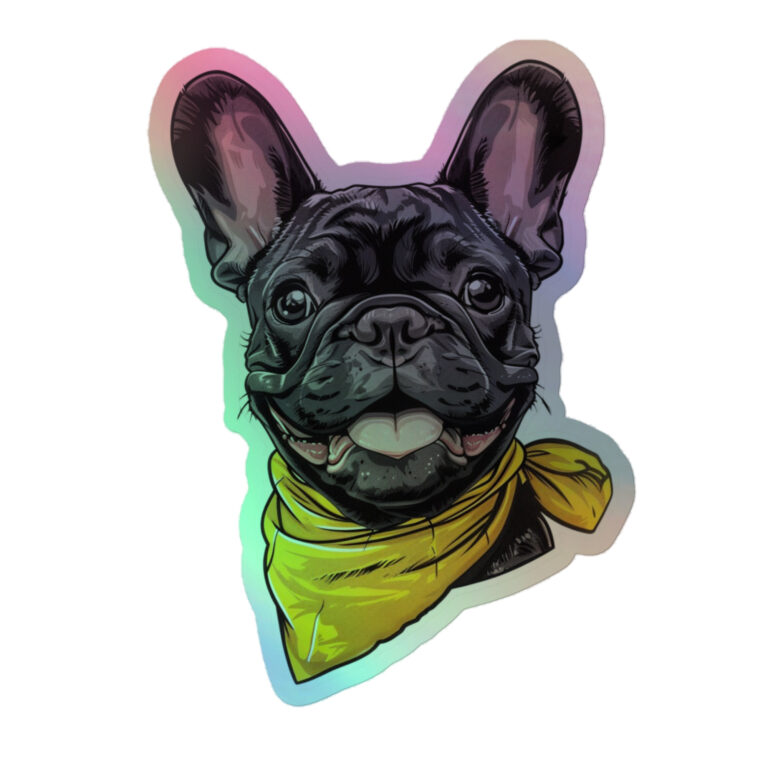 french bulldog holographic sticker - face 100