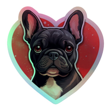 French Bulldog Holographic Sticker - Face 128