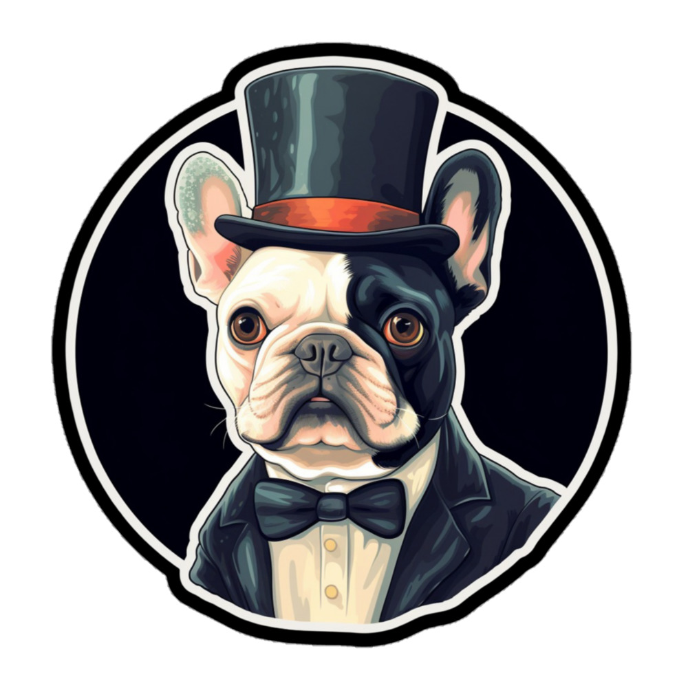 kiss-cut-stickers-white-5.5x5.5-default-691c0325e44d4.jpg French Bulldog Sticker - Round 3 - Image 1