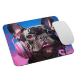 french bulldog mouse pad - headphones