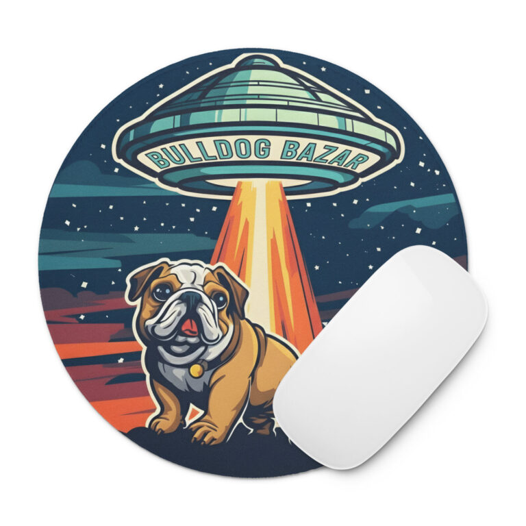 english bulldog round mouse pad - ufo