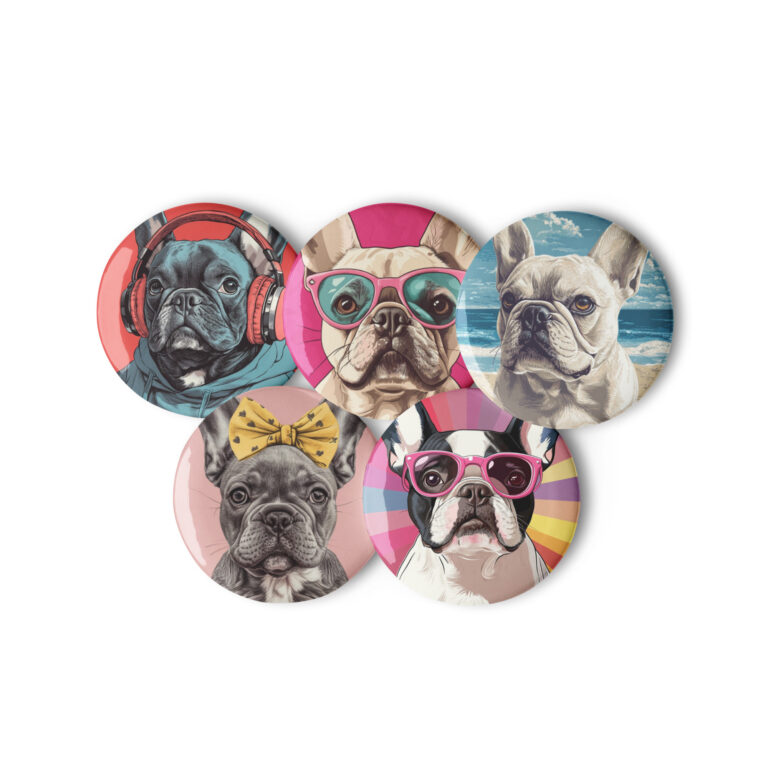 french bulldog set of pin buttons