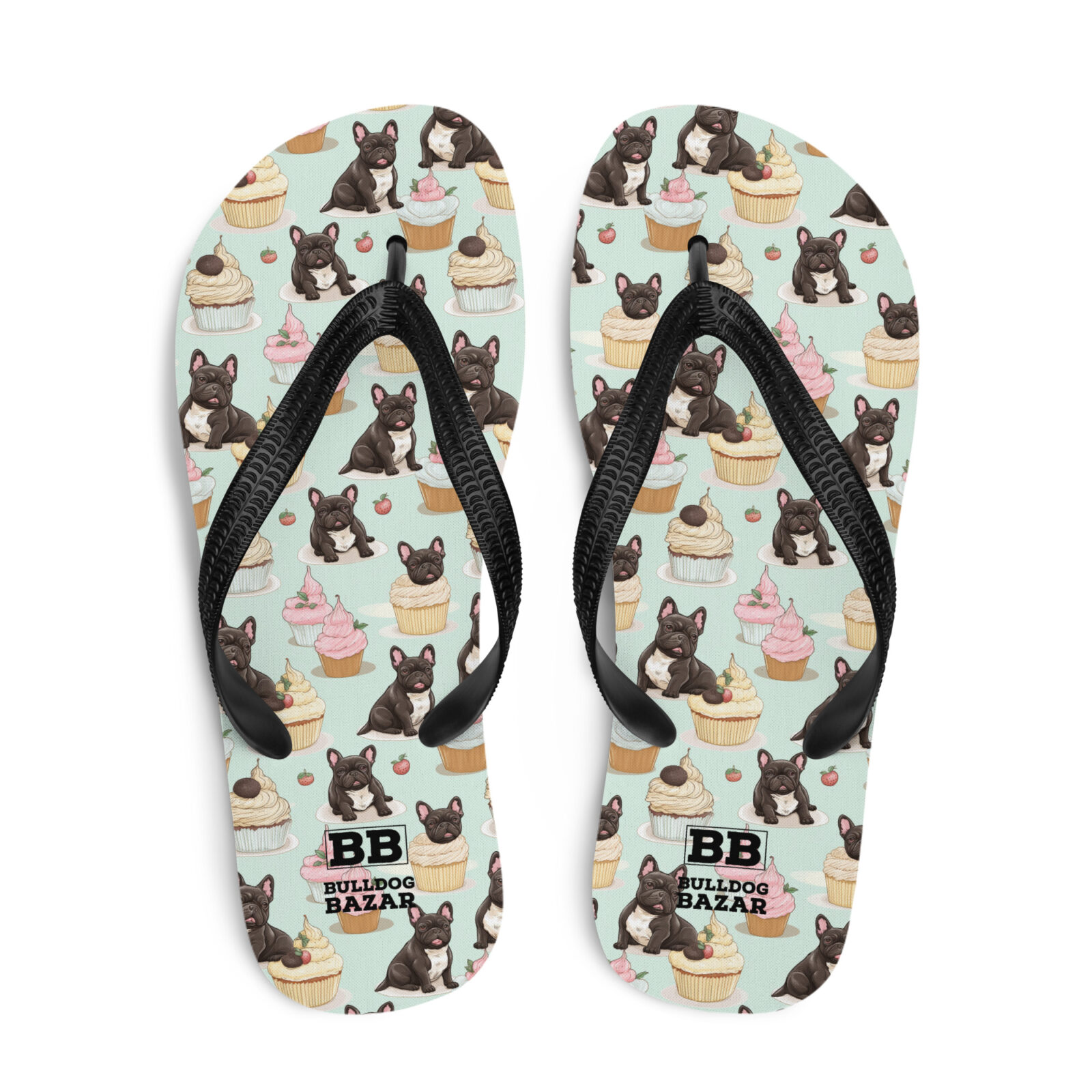 sublimation-flip-flops-white-top-69214f6366ae0.jpg French Bulldog Flip-Flops - Cupcakes - Image 1