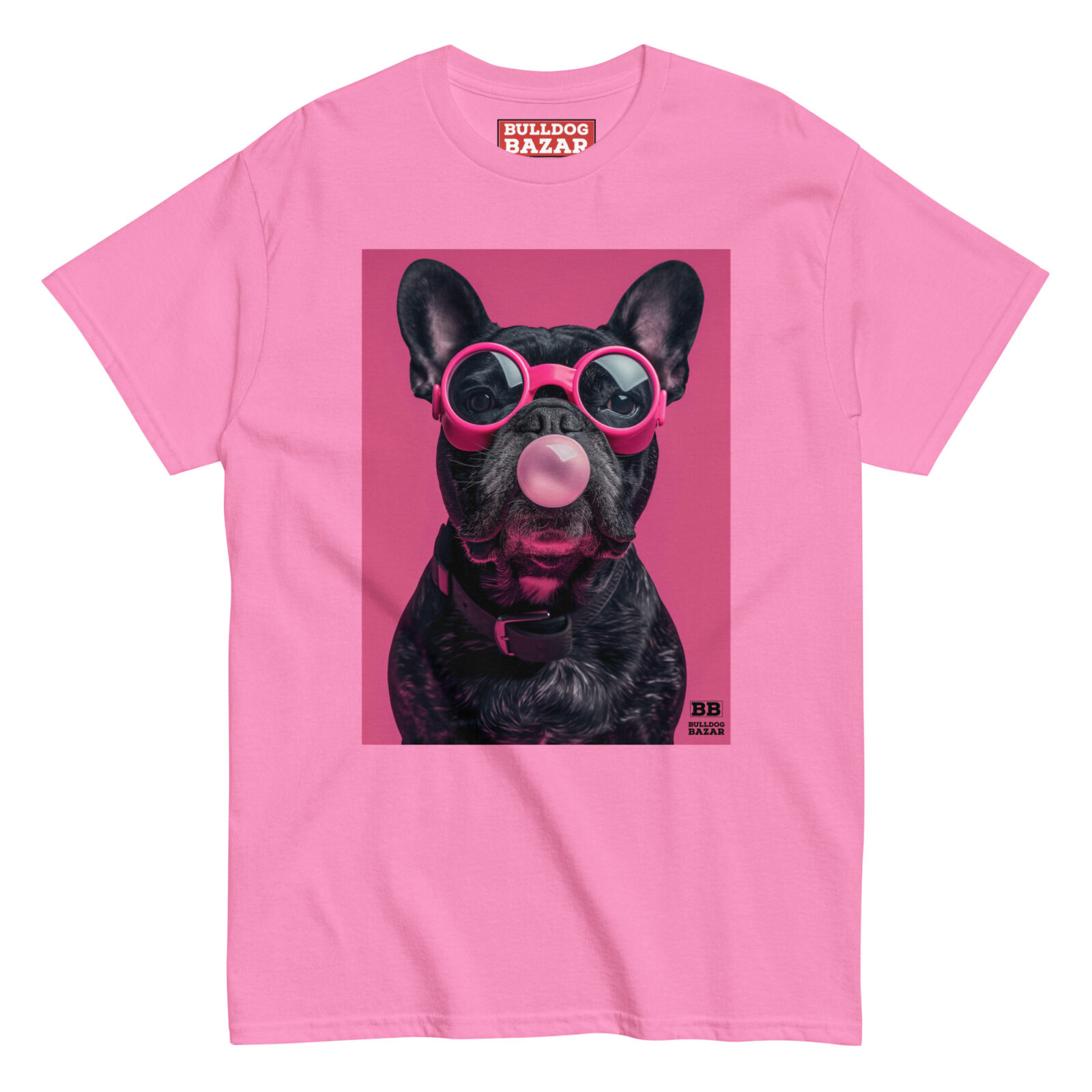 unisex-classic-tee-azalea-front-6913e03b95e2a.jpg French Bulldog T-shirt - Bubblegum