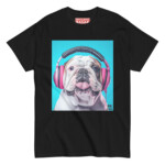 English Bulldog T-shirt - Headphones - Image 3