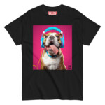English Bulldog T-shirt - Headphones 3 - Image 2