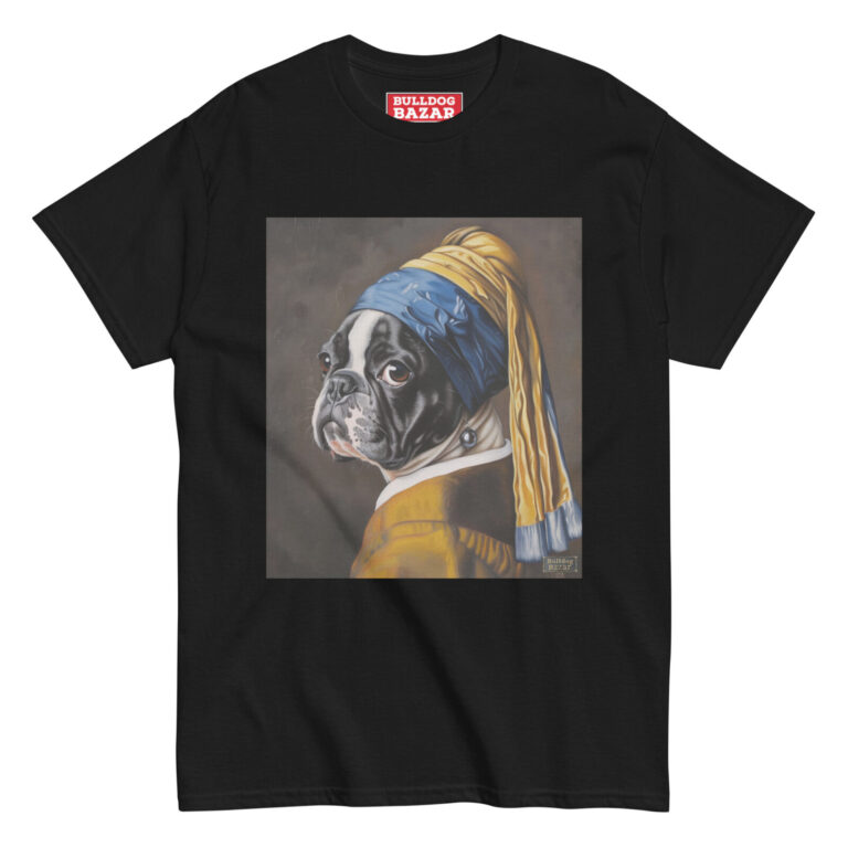 french bulldog t-shirt - pearl earring