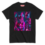 french bulldog t-shirt - neon grid