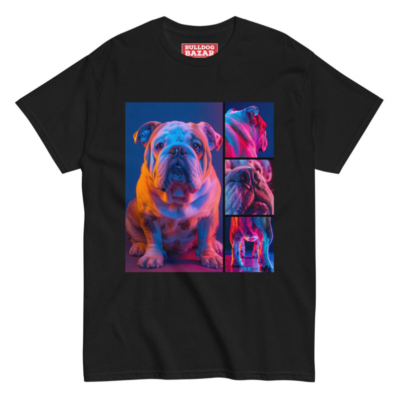 english bulldog t-shirt - neon grid