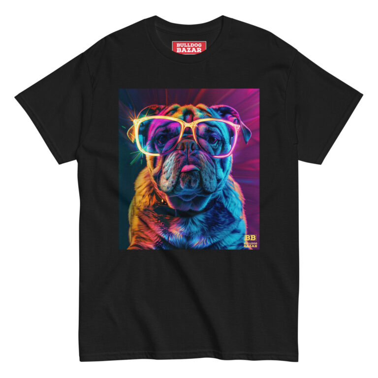 english bulldog t-shirt - neon glasses 2