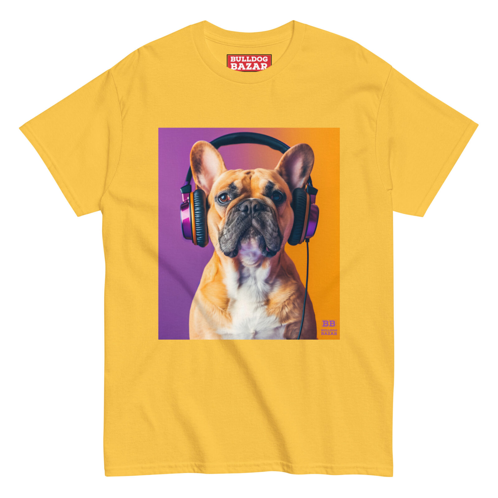 unisex-classic-tee-daisy-front-6920aa5ada792.jpg French Bulldog T-shirt - Headphones 6 - Image 1