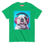 English Bulldog T-shirt - Headphones - Image 8