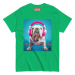 English Bulldog T-shirt - Headphones 2 - Image 9