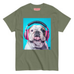 English Bulldog T-shirt - Headphones - Image 7