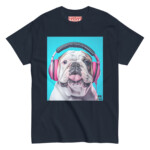 English Bulldog T-shirt - Headphones