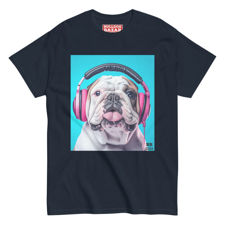 english bulldog t-shirt - headphones